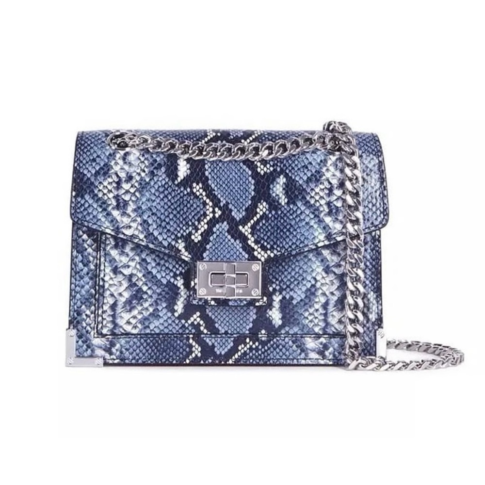 The Kooples Emily Chain Leather Bag Snakeskin Look HTF Color Purse (0059)